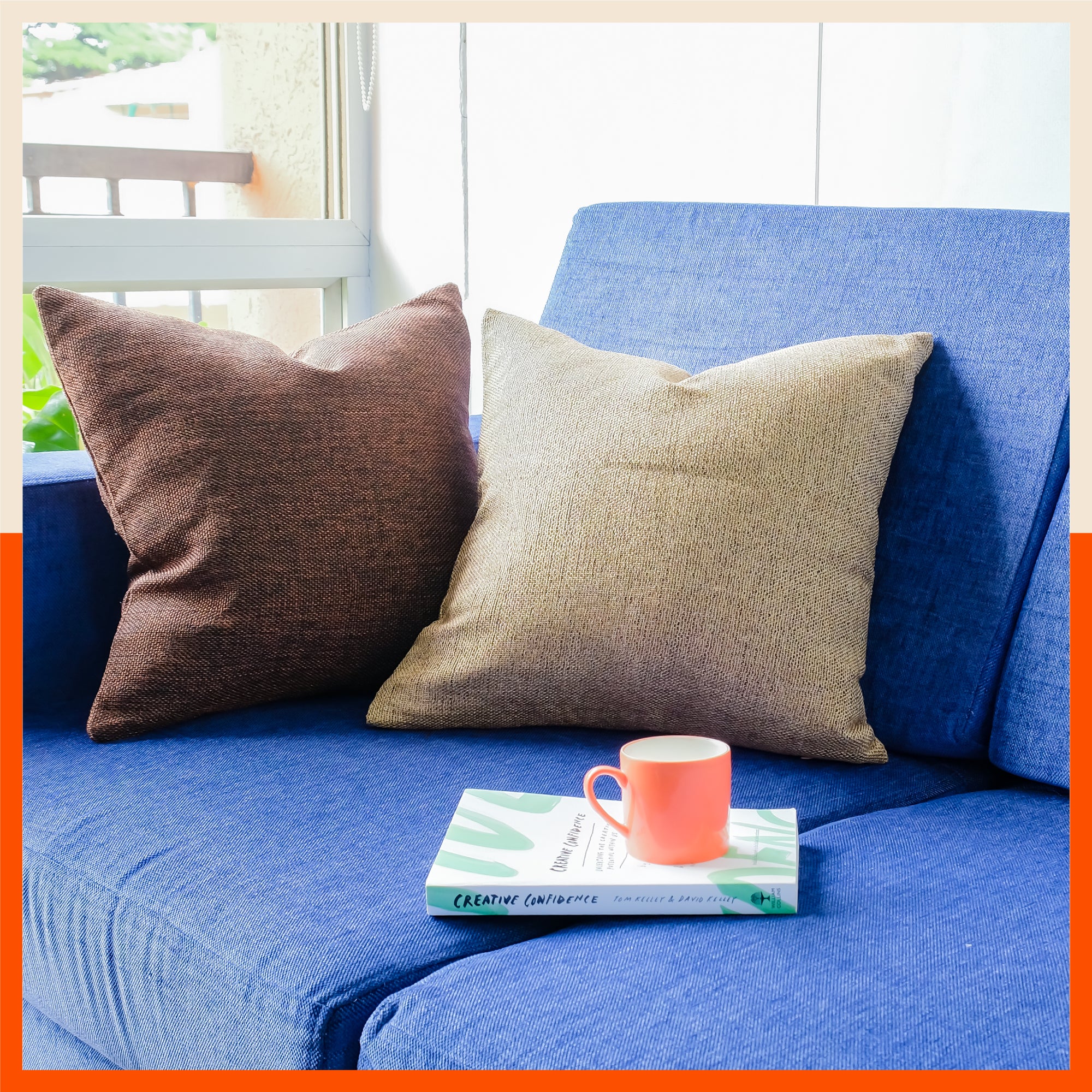 AKIRA Jute Cushion Covers For Home | Grey (Set of 3 - 16 x 16 Inches)