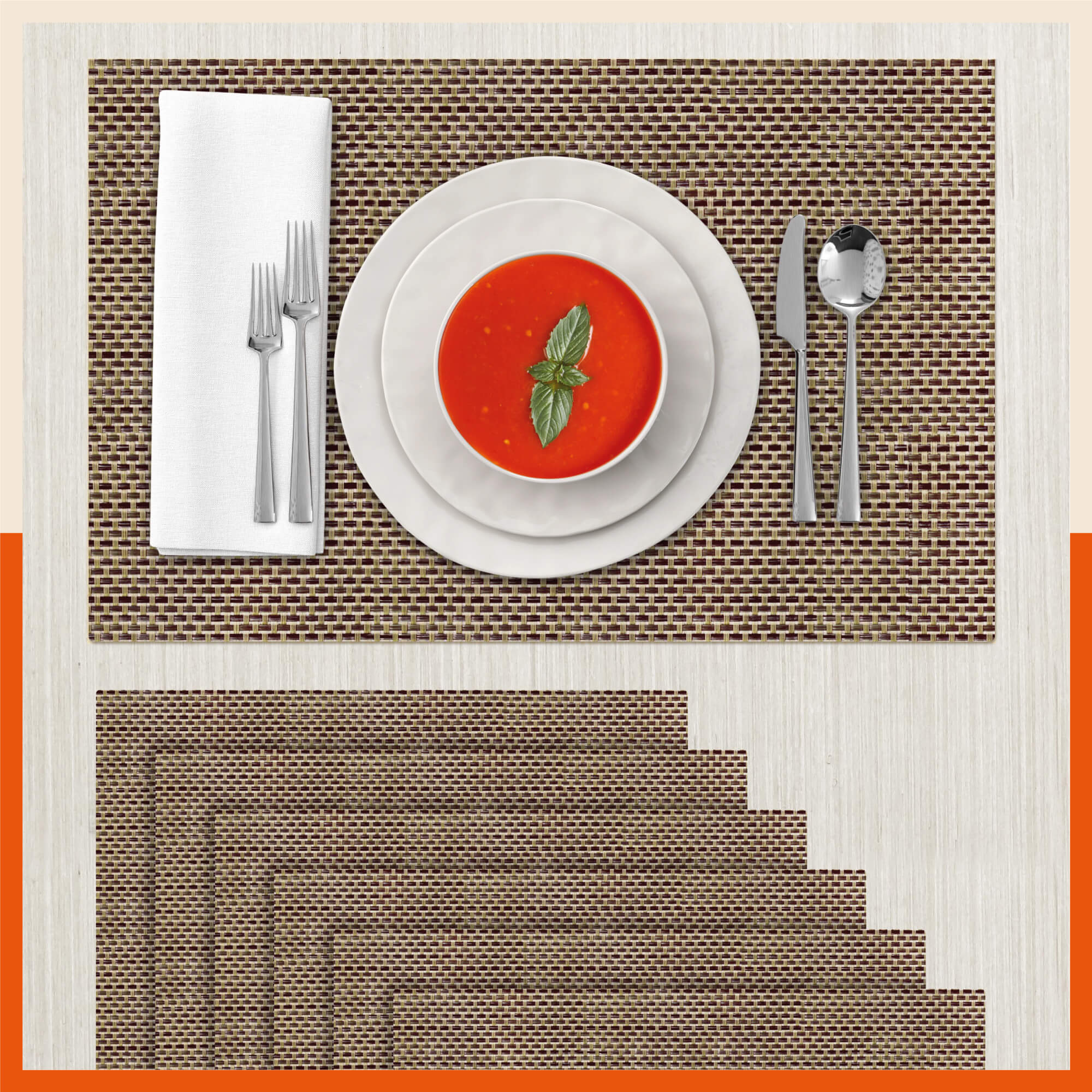Woven PVC Table Mats / Placemats for Dining Table at Home (Owen - Set ...