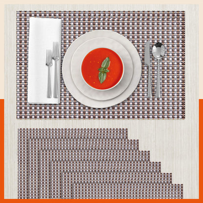 Woven PVC Table Mats / Placemats for Dining Table at Home (Enos - Set of 6)