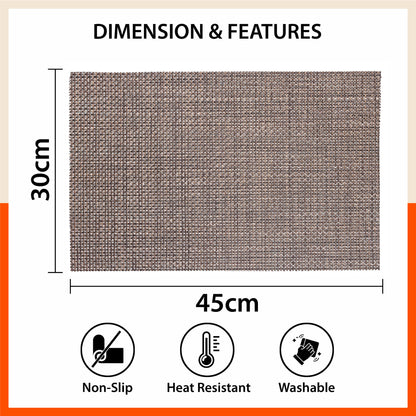 Woven PVC Table Mats / Placemats for Dining Table for Home (Cora Set of 6)
