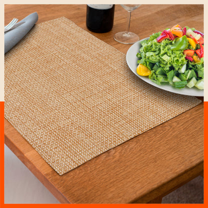 Woven PVC Table Mats / Placemats for Dining Table at Home (Ergo - Set of 6)