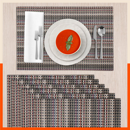 Woven PVC Table Mats / Placemats for Dining Table at Home (Bert - Set of 6)