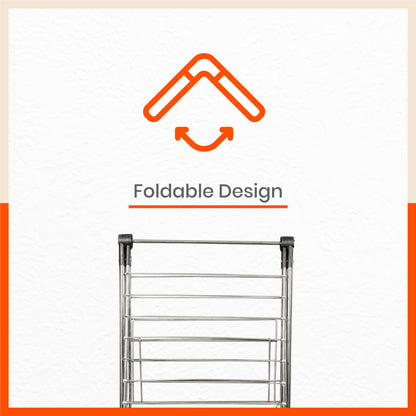 Bathla Mobidry Neo - Foldable Cloth Drying Stand for Home - Stainless Steel (Black)
