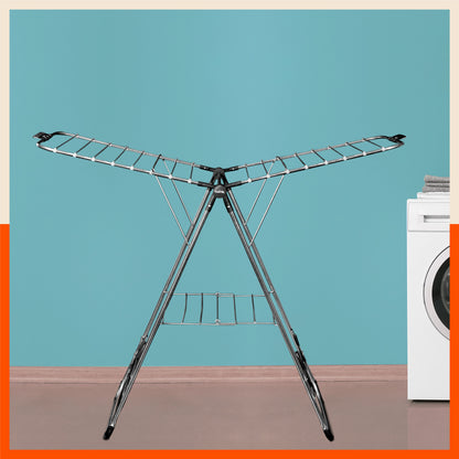 Bathla Mobidry Neo - Foldable Cloth Drying Stand for Home - Stainless Steel (Black)