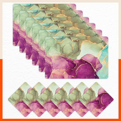 Polypropylene Table Mats & Coasters for Dining Table at Home (Hibiscus - Set of 6)