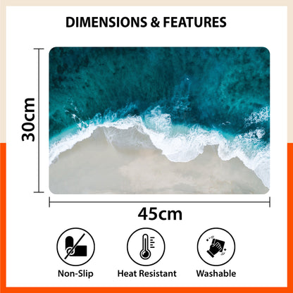 Polypropylene Table Mats & Coasters for Dining Table at Home (Emerald Sea - Set of 6)