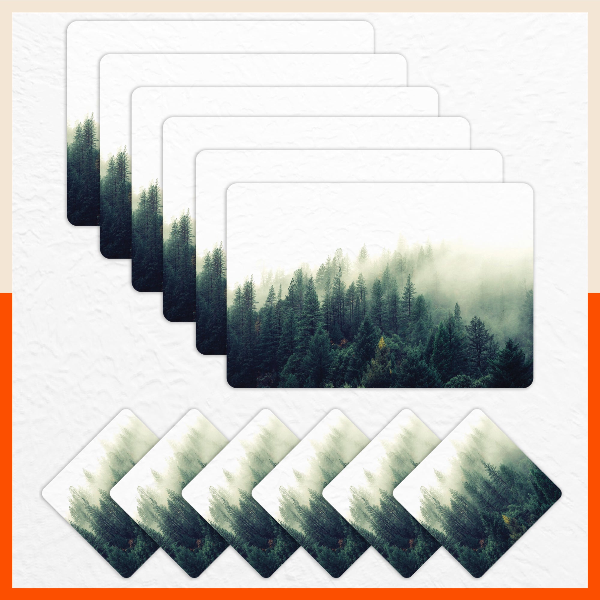 Polypropylene Table Mats & Coasters for Dining Table at Home (Evergreen - Set of 6)