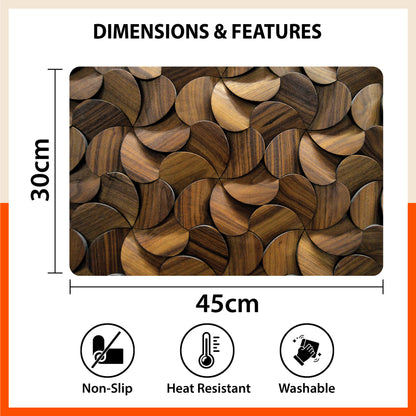 Polypropylene Table Mats & Coasters for Dining Table at Home (Holz - Set of 6)