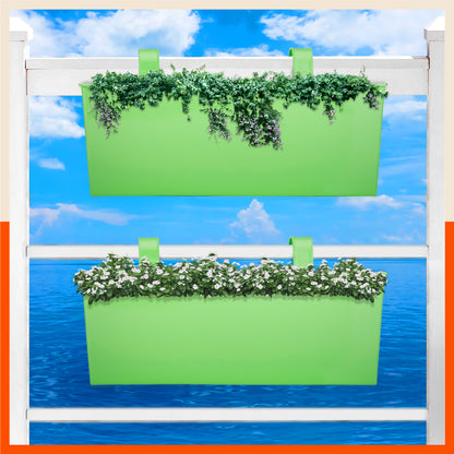 LEA Hanging Metal Pot Holders / Planters for Home / Balcony / Garden | Grass - Set of 2