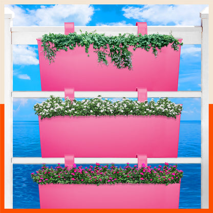LEA Hanging Metal Pot Holders / Planters for Home / Balcony / Garden | Pink - Set of 3