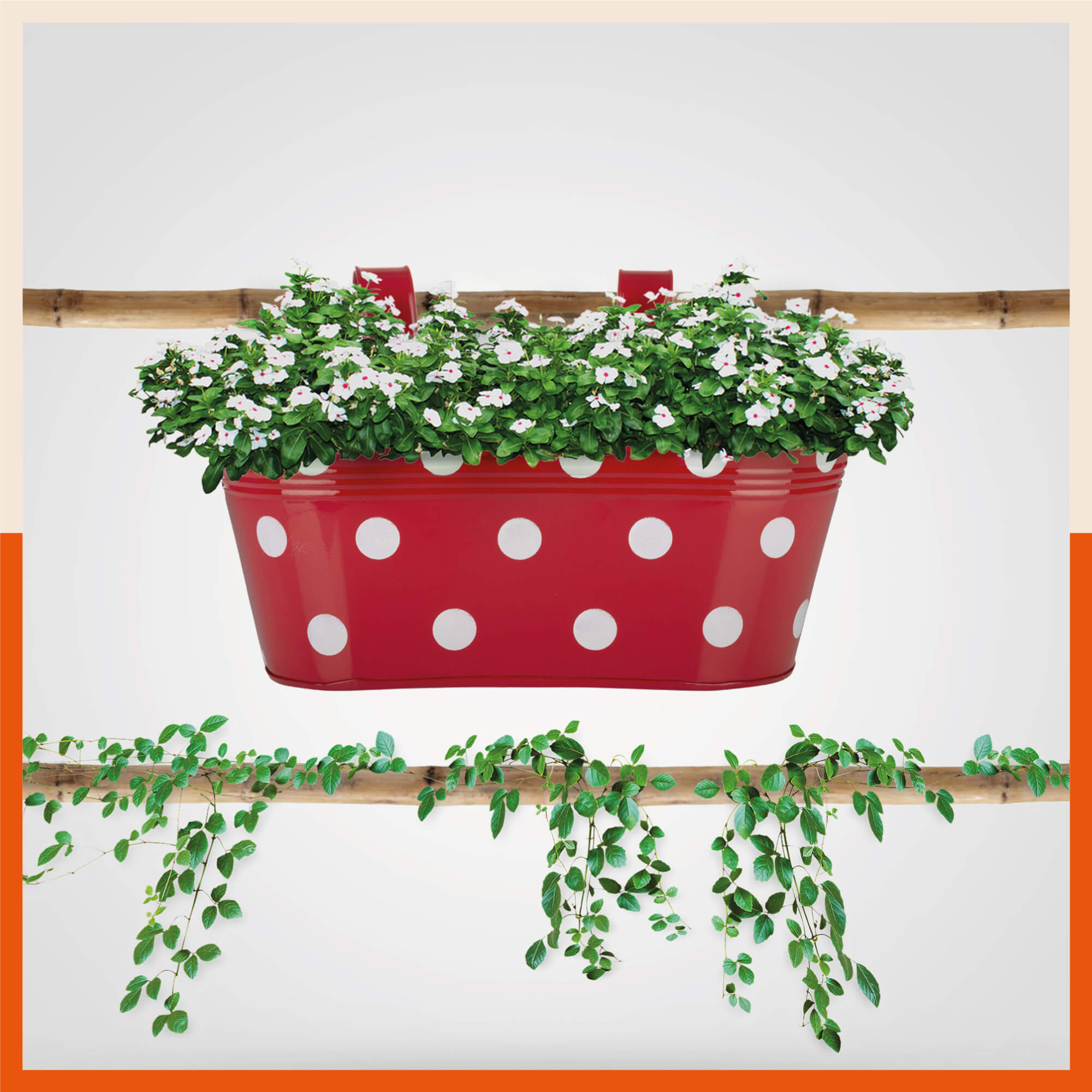 ARA Hanging Metal Pot Holders / Planters for Home / Balcony / Garden | Red