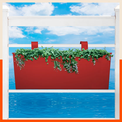 LEA Hanging Metal Pot Holders / Planters for Home / Balcony / Garden | Red