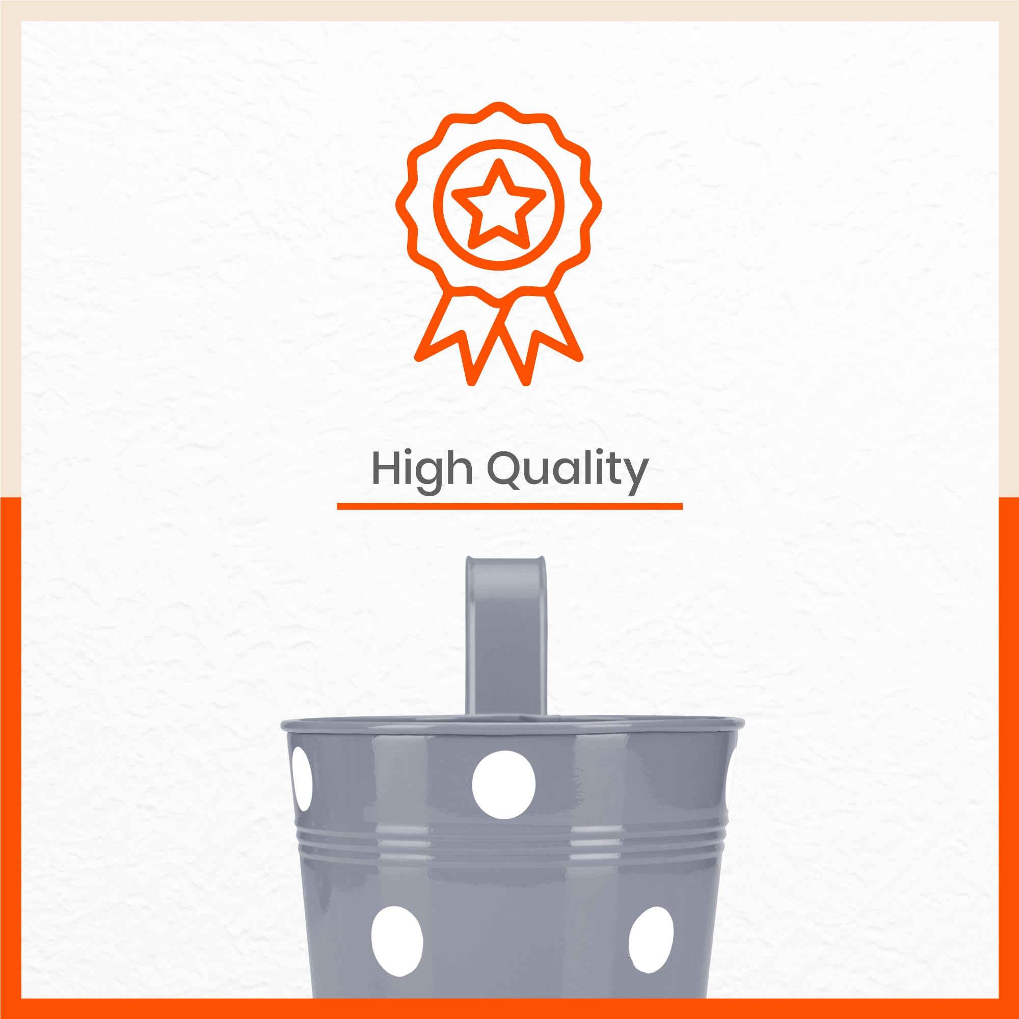 RUI Hanging Metal Pot Holders / Planters for Home / Balcony / Garden | Ash - Set of 5