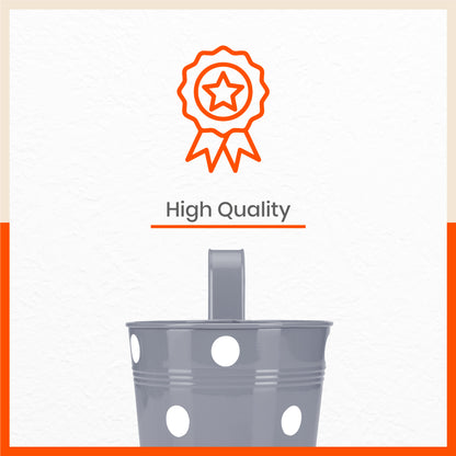 RUI Hanging Metal Pot Holders / Planters for Home / Balcony / Garden | Ash - Set of 5