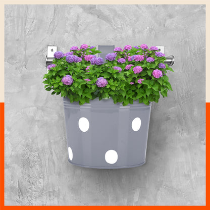 RUI Hanging Metal Pot Holders / Planters for Home / Balcony / Garden | Ash
