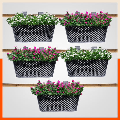 DIA Hanging Metal Pot Holders / Planters for Home / Balcony / Garden | Ash - Set of 5