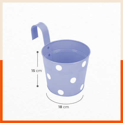 RUI Hanging Metal Pot Holders / Planters for Home / Balcony / Garden | Baby Blue