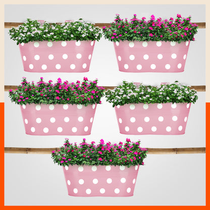 ARA Hanging Metal Pot Holders / Planters for Home / Balcony / Garden | Blush - Set of 5