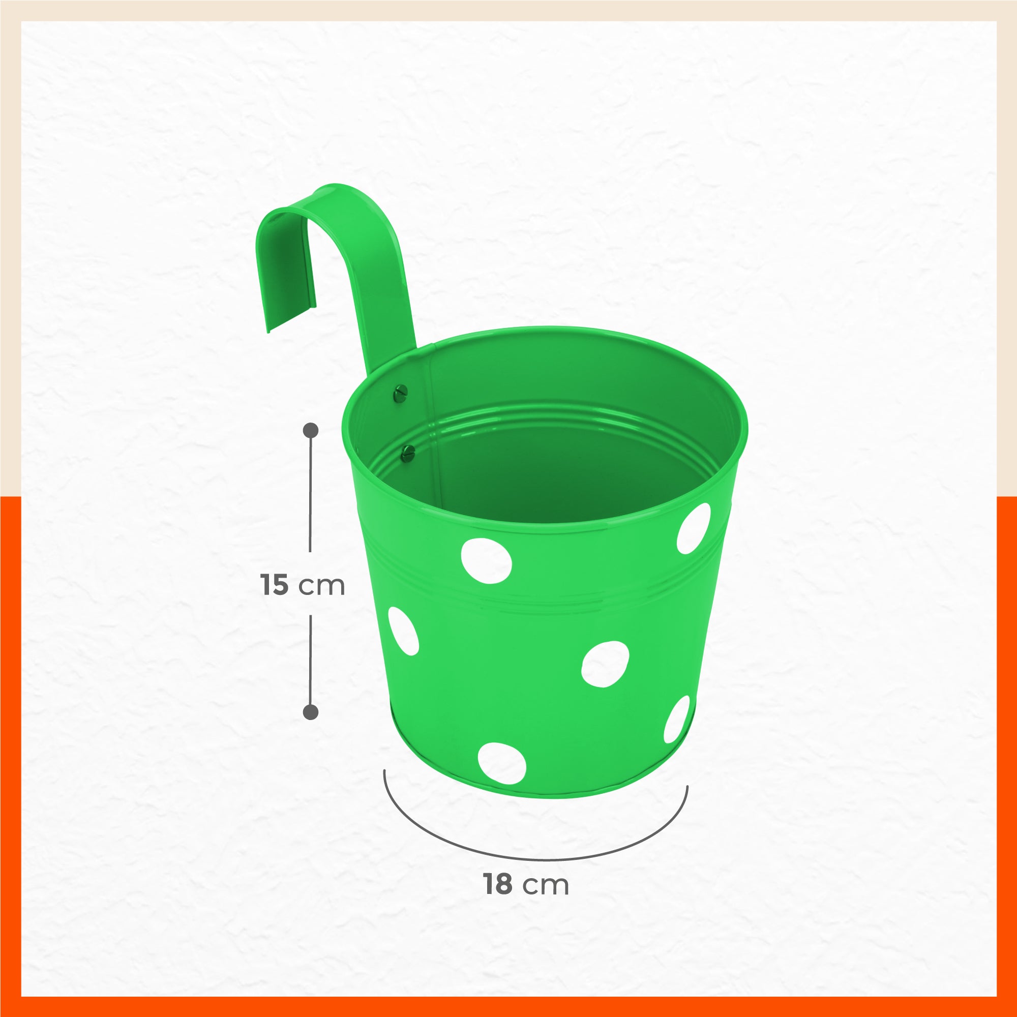 RUI Hanging Metal Pot Holders / Planters for Home / Balcony / Garden | Green