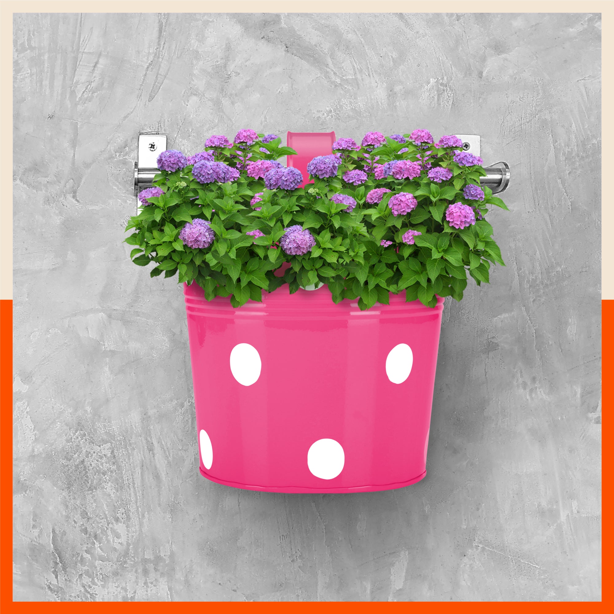 RUI Hanging Metal Pot Holders / Planters for Home / Balcony / Garden | Pink