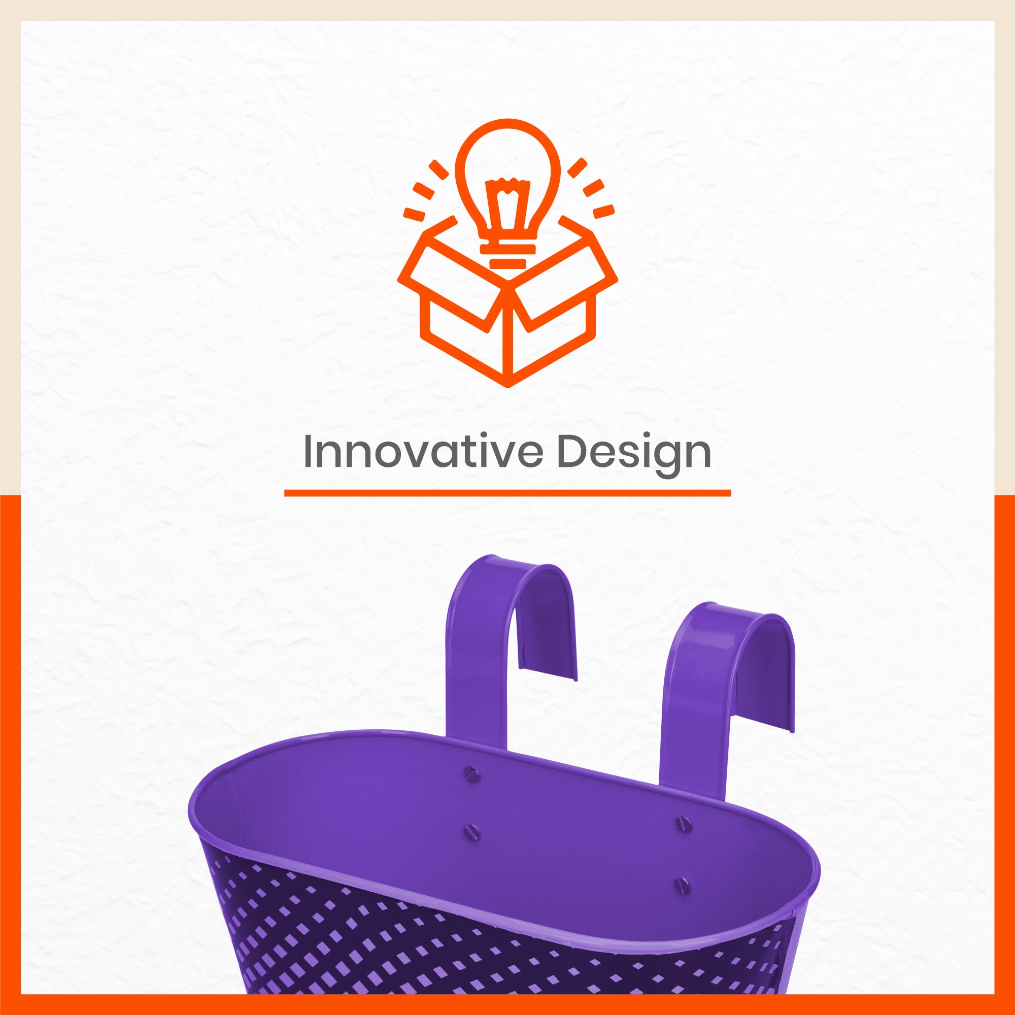 DIA Hanging Metal Pot Holders / Planters for Home / Balcony / Garden | Purple - Set of 5