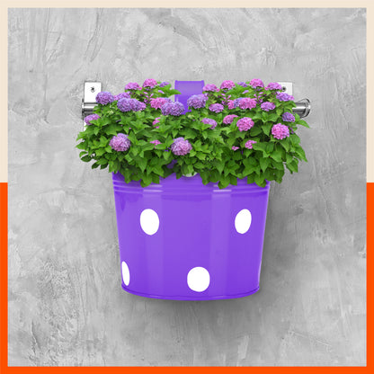 RUI Hanging Metal Pot Holders / Planters for Home / Balcony / Garden | Purple