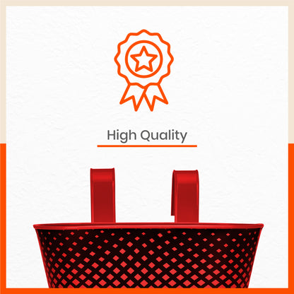 DIA Hanging Metal Pot Holders / Planters for Home / Balcony / Garden | Red