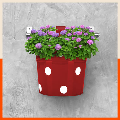 RUI Hanging Metal Pot Holders / Planters for Home / Balcony / Garden | Red