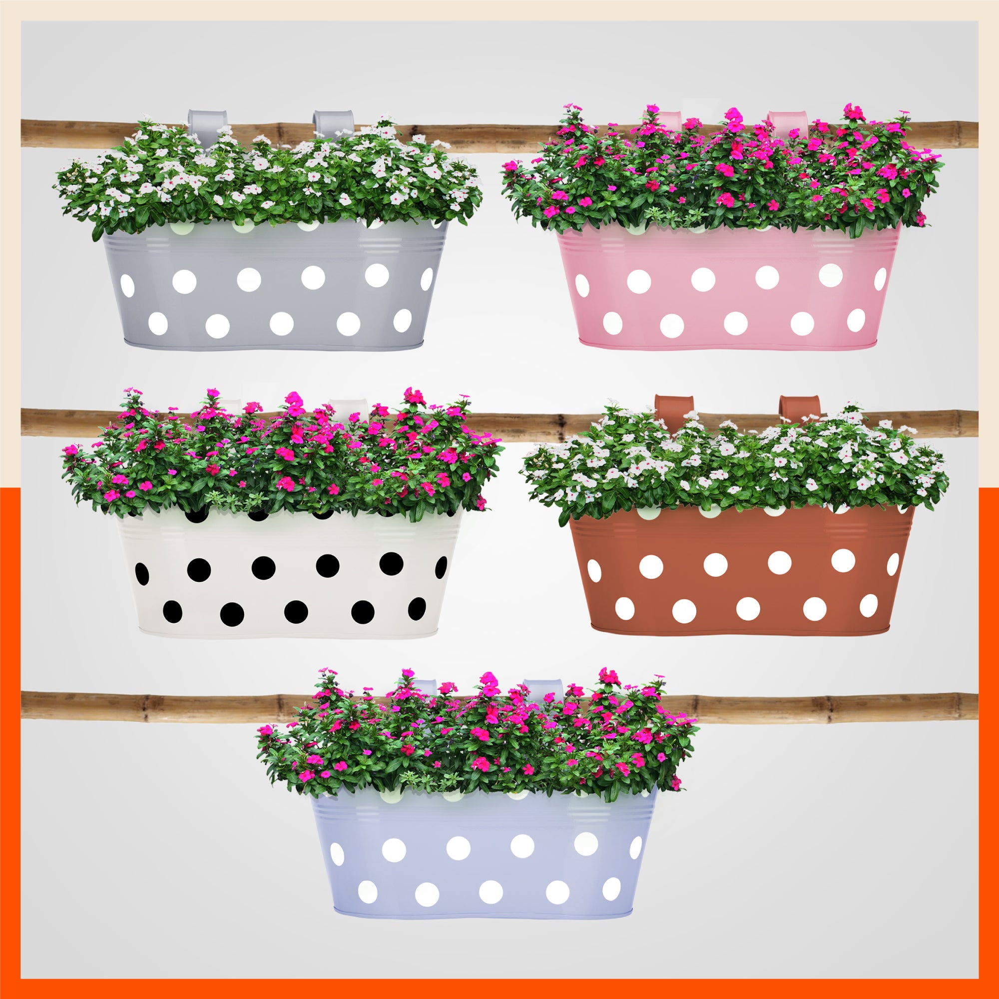 ARA Hanging Metal Pot Holders / Planters for Home / Balcony / Garden | Subtle Spring - Set of 5