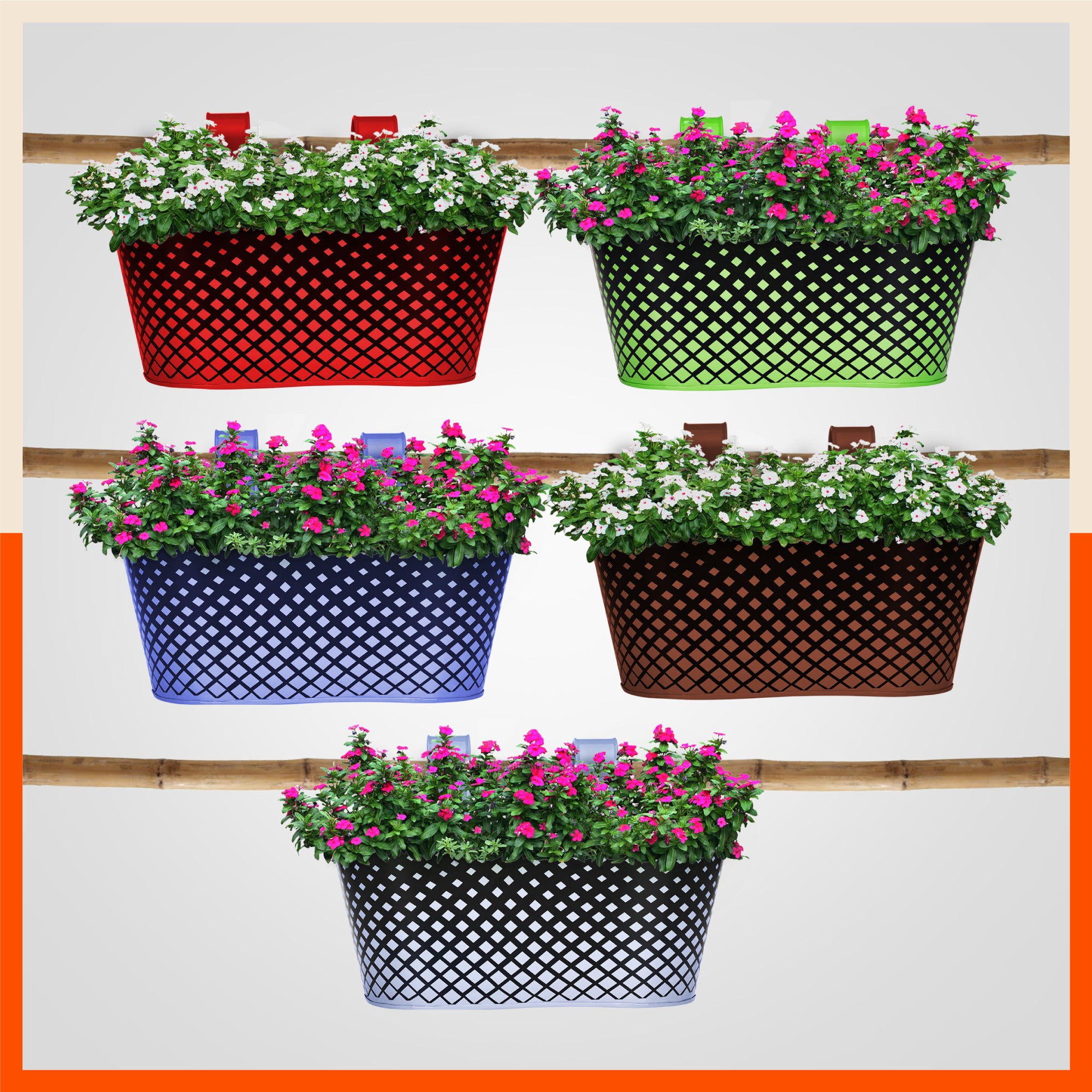 DIA Hanging Metal Pot Holders / Planters for Home / Balcony / Garden | Urban Summer - Set of 5