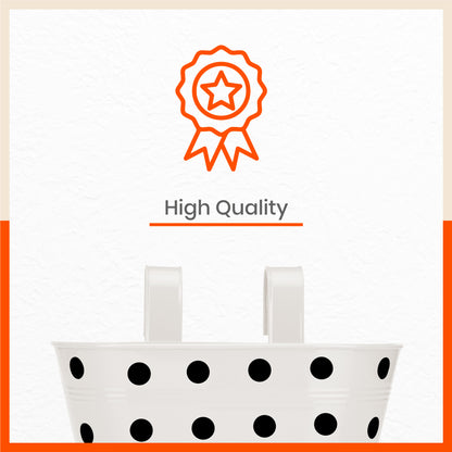 ARA Hanging Metal Pot Holders / Planters for Balcony / Garden | White - Set of 5