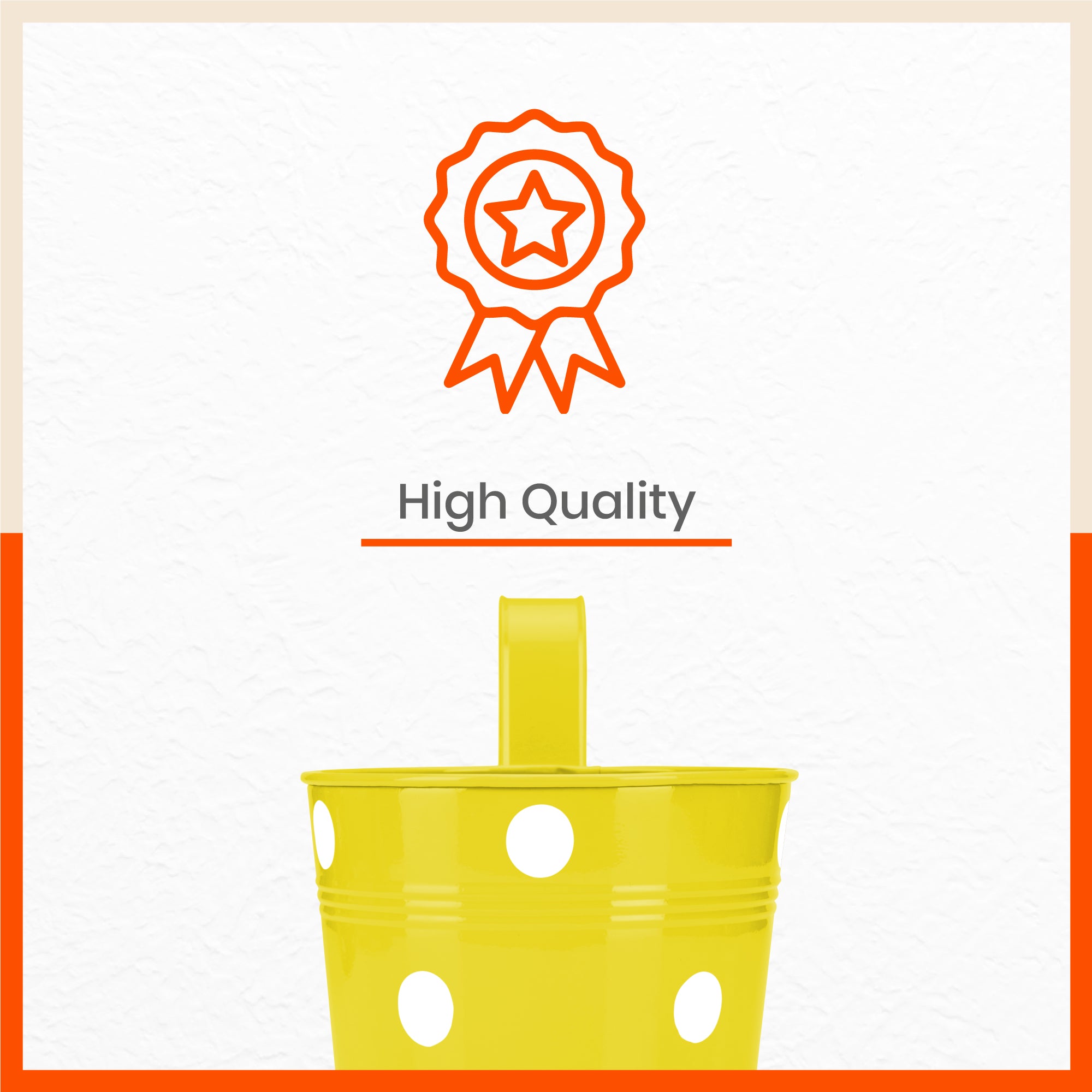 RUI Hanging Metal Pot Holders / Planters for Home / Balcony / Garden | Yellow - Set of 5