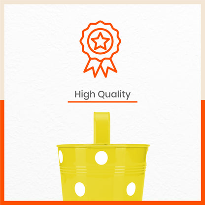 RUI Hanging Metal Pot Holders / Planters for Home / Balcony / Garden | Yellow - Set of 5