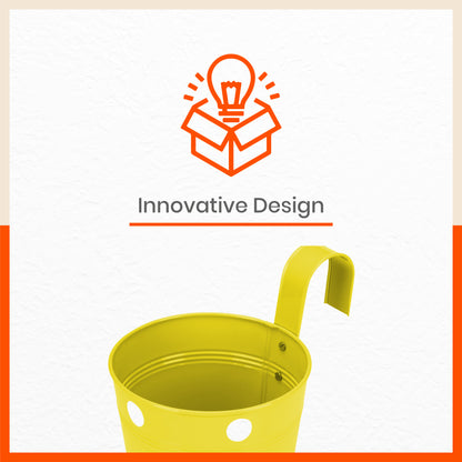 RUI Hanging Metal Pot Holders / Planters for Home / Balcony / Garden | Yellow