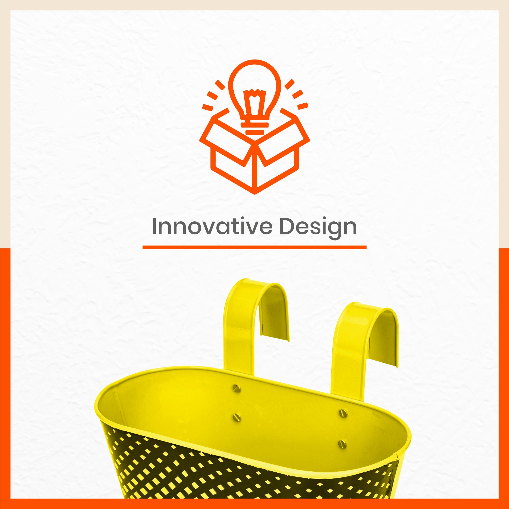 DIA Hanging Metal Pot Holders / Planters for Home / Balcony / Garden | Yellow - Set of 5