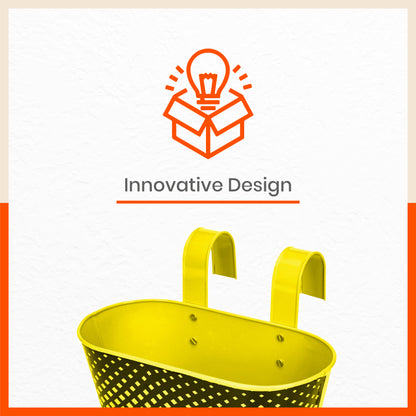 DIA Hanging Metal Pot Holders / Planters for Home / Balcony / Garden | Yellow - Set of 5