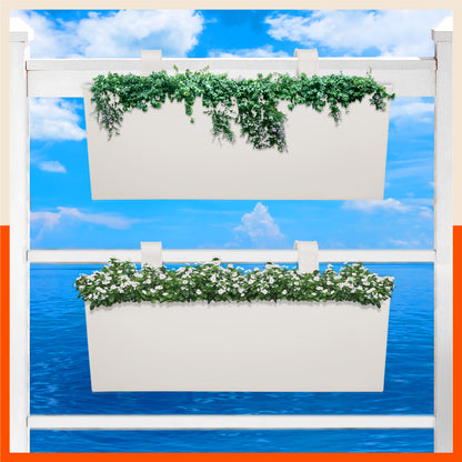 LEA Hanging Metal Pot Holders / Planters for Home / Balcony / Garden | White - Set of 2