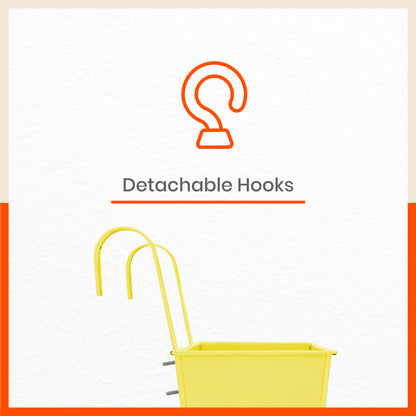 LEA Hanging Metal Pot Holders / Planters for Home / Balcony / Garden | Yellow - Set of 3