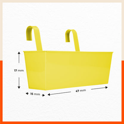 LEA Hanging Metal Pot Holders / Planters for Home / Balcony / Garden | Yellow - Set of 3