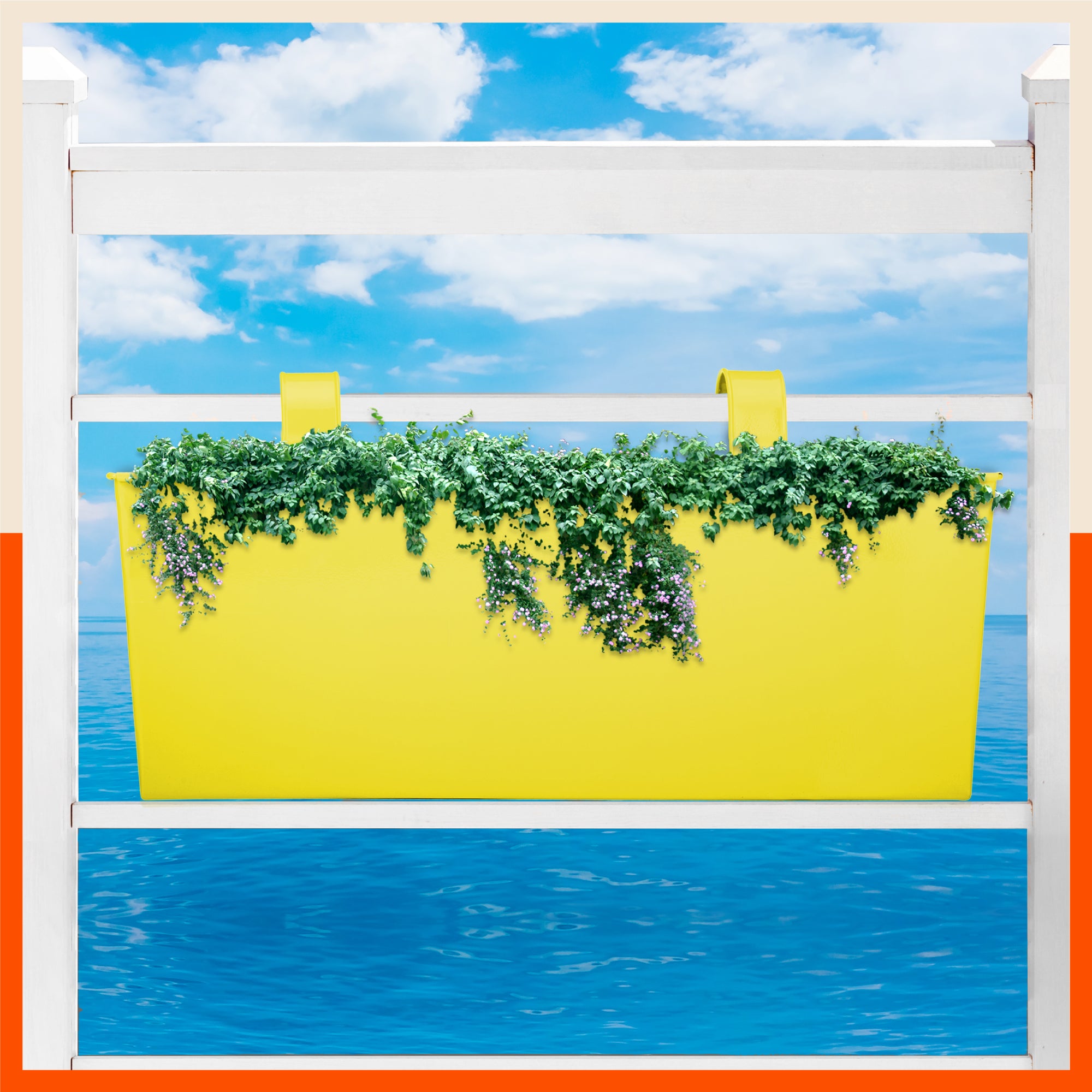 LEA Hanging Metal Pot Holders / Planters for Home / Balcony / Garden | Yellow