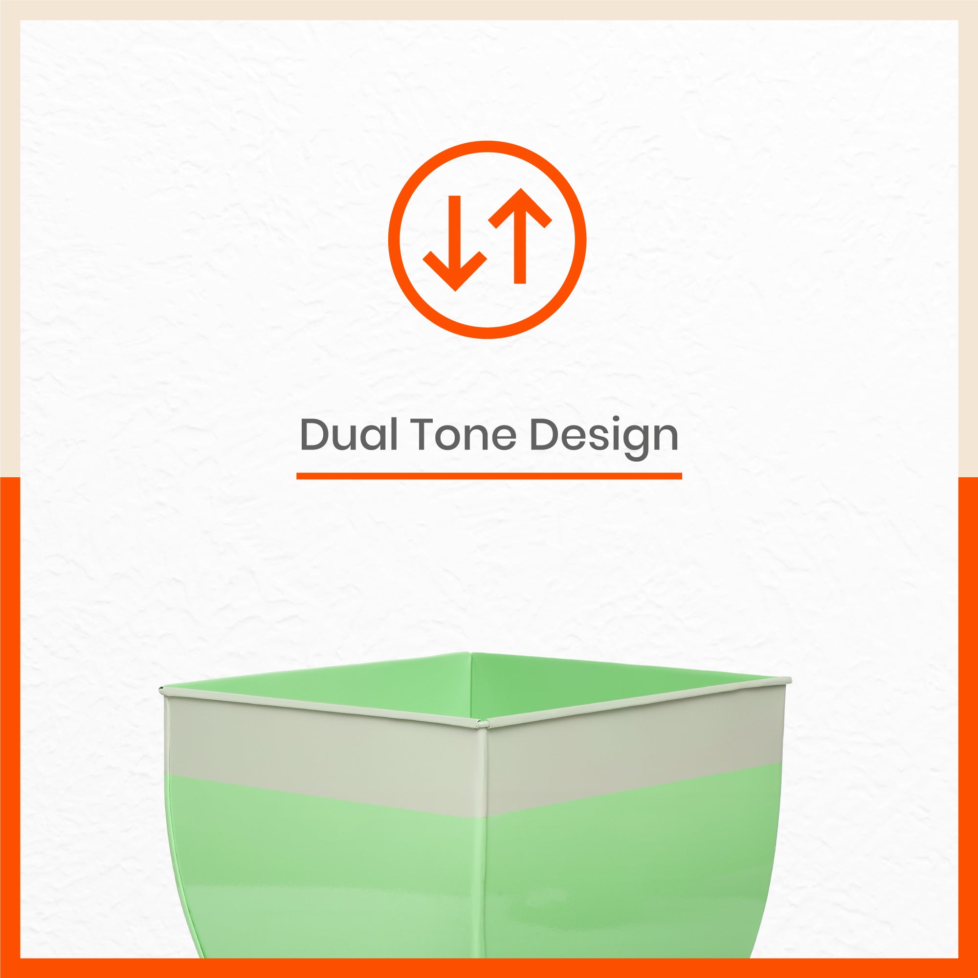MYLA Metal Square Planters / Pots for Home / Garden /  Balcony | Large – Grass & White