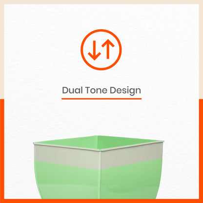 MYLA Metal Square Planters / Pots for Home / Garden /  Balcony | Large – Grass & White