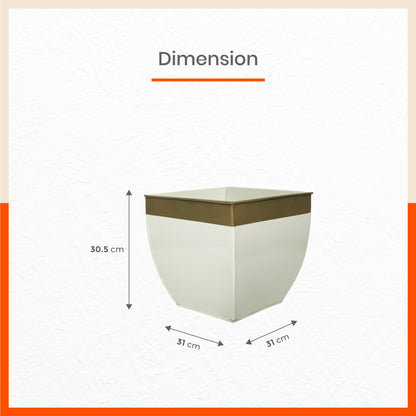 MYLA Metal Square Planters / Pots for Home / Garden /  Balcony | Large – White & Bronze