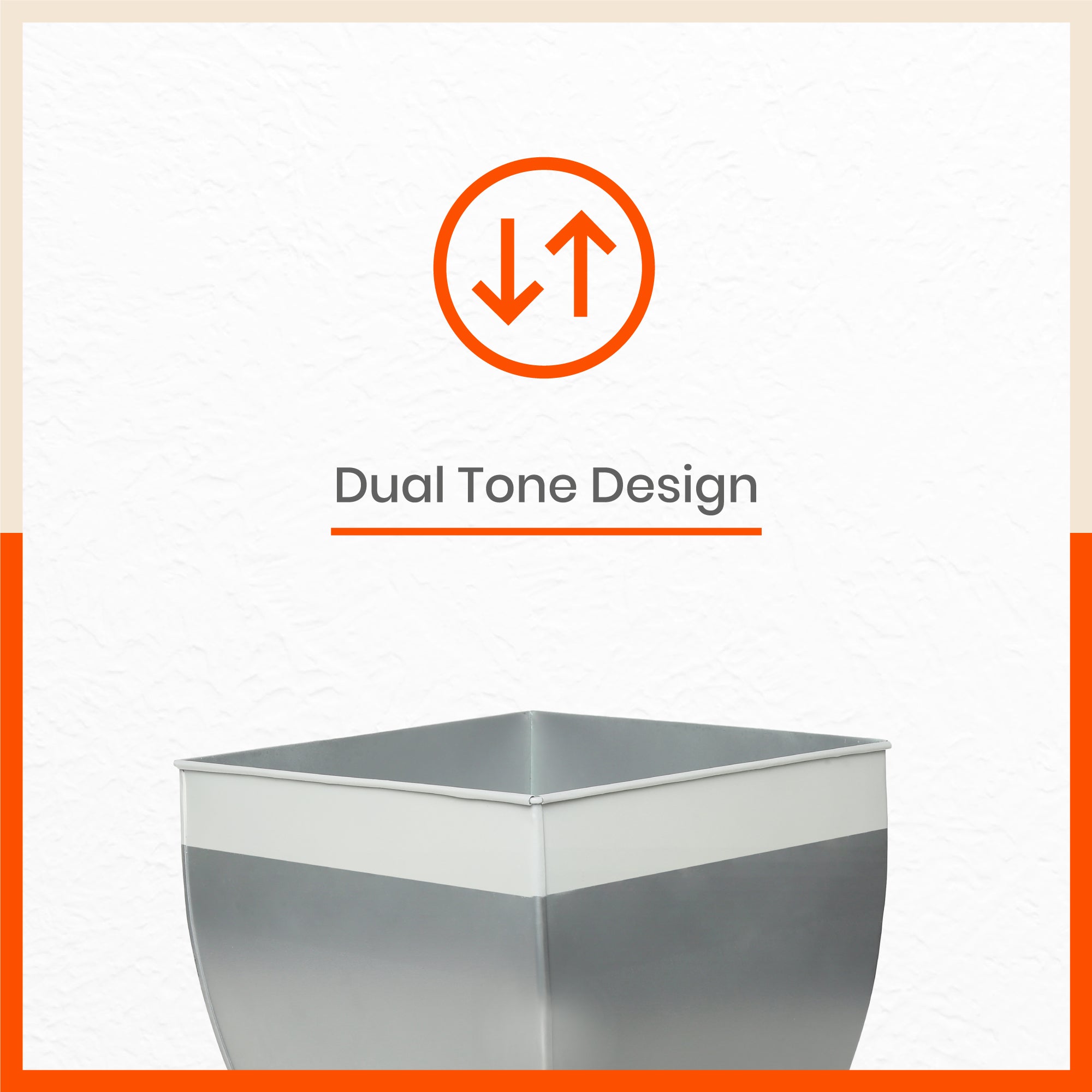 MYLA Metal Square Planters / Pots for Home / Garden /  Balcony | Large – Ash Grey & White - Set of 5