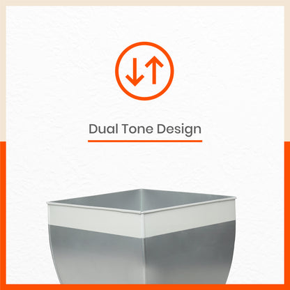 MYLA Metal Square Planters / Pots for Home / Garden /  Balcony | Large – Ash Grey & White - Set of 5