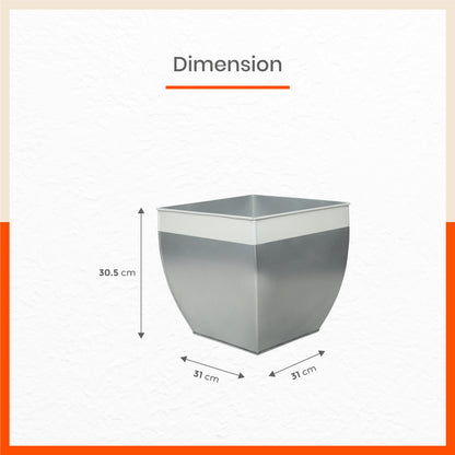 MYLA Metal Square Planters / Pots for Home / Garden /  Balcony | Large – Ash Grey & White