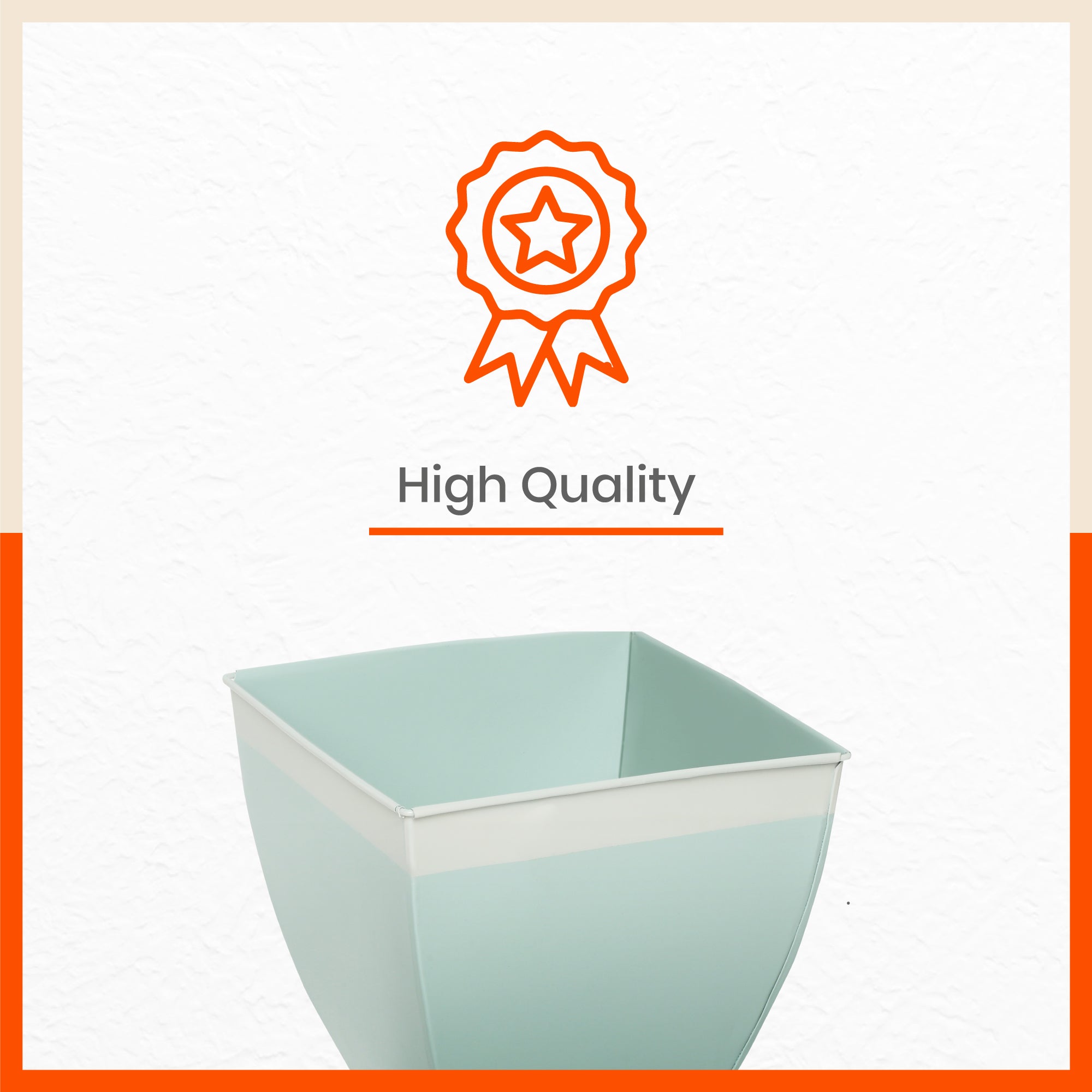MYLA Metal Square Planters / Pots for Home / Garden /  Balcony | Medium – Blue & White - Set of 5