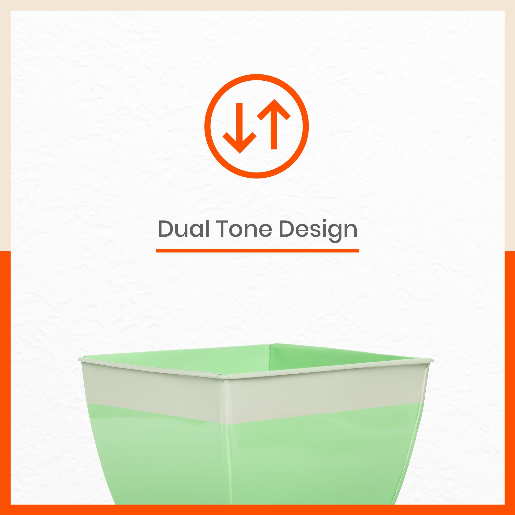 MYLA Metal Square Planters / Pots for Home / Garden /  Balcony | Medium – Grass & White