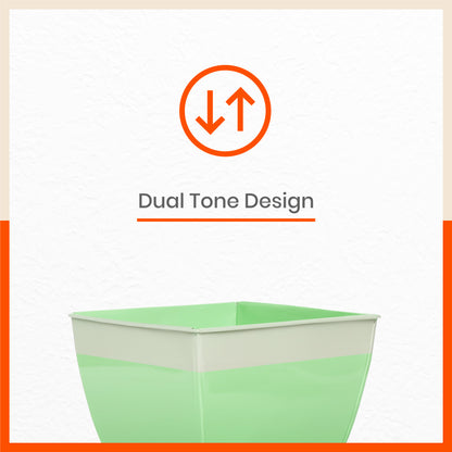 MYLA Metal Square Planters / Pots for Home / Garden /  Balcony | Medium – Grass & White