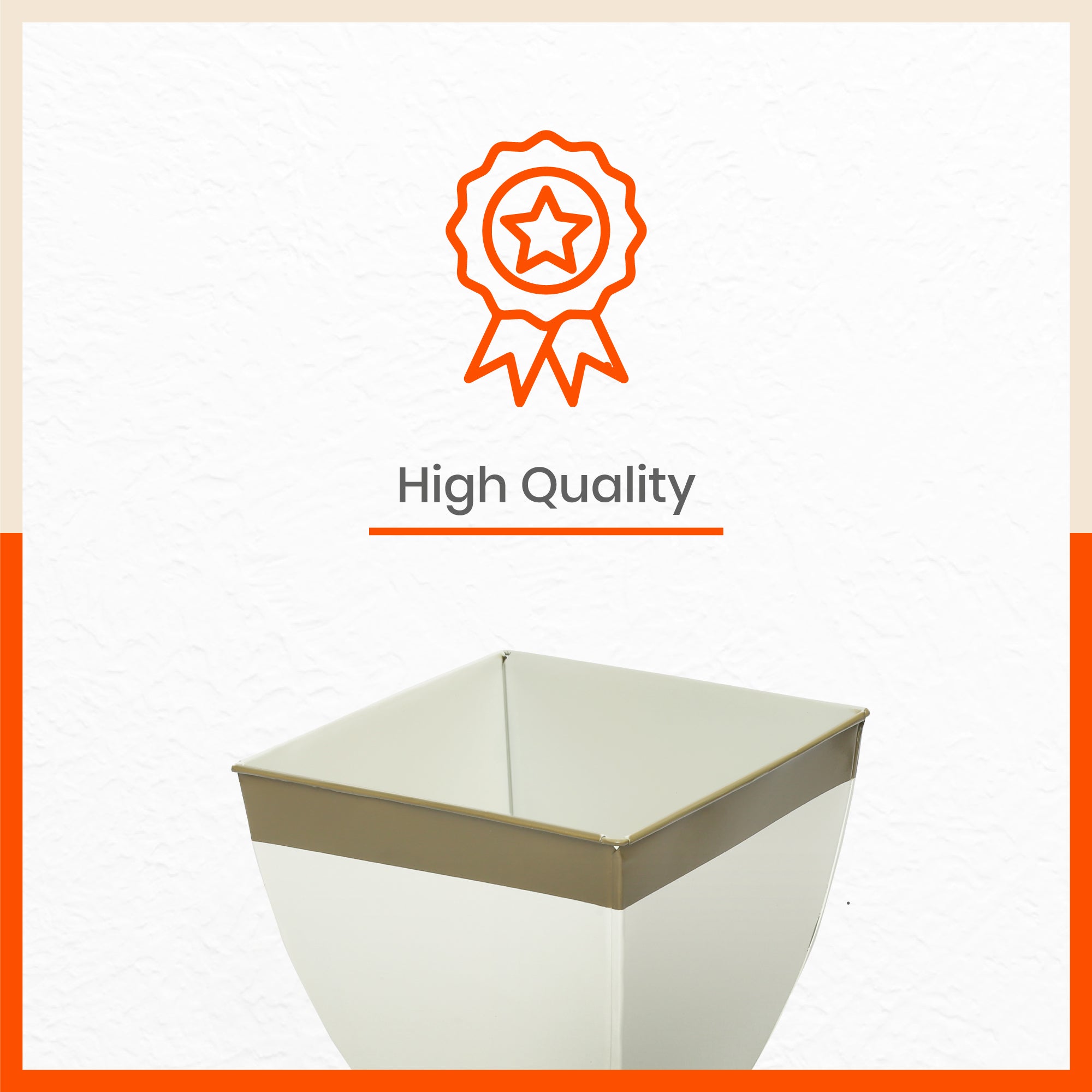MYLA Metal Square Planters / Pots for Garden /  Balcony | Medium – White & Bronze - Set of 5
